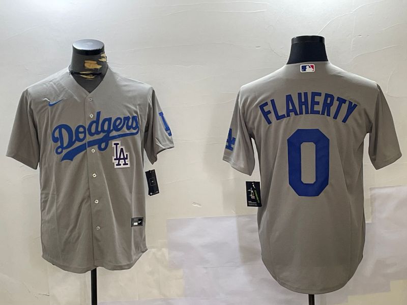 Men Los Angeles Dodgers #0 Flaherty Grey Game 2024 Nike MLB Jersey style 11207